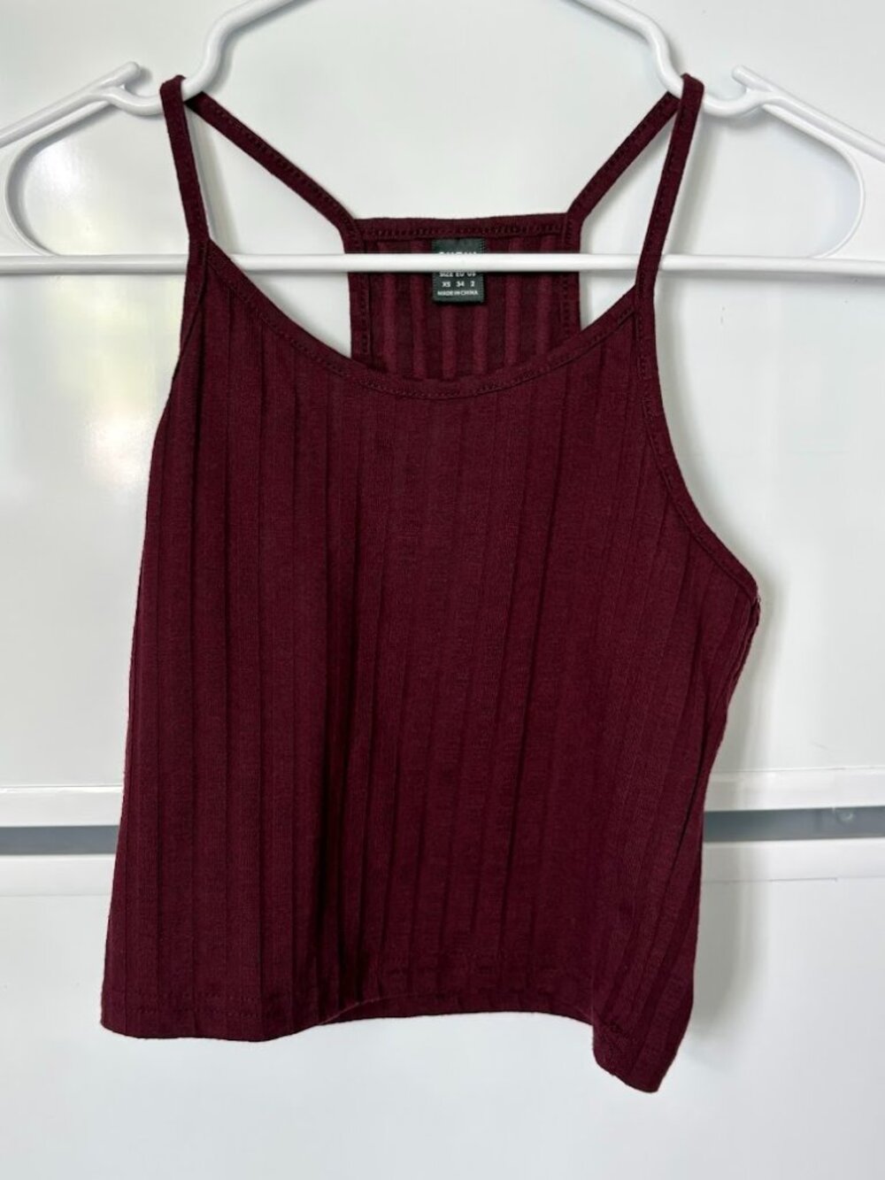 Burgundy Ribbed Cami Crop Top Size XS